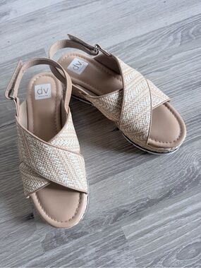 DV by Dolce Vita Neutral Woven Cross-Strap Slingback Sandals